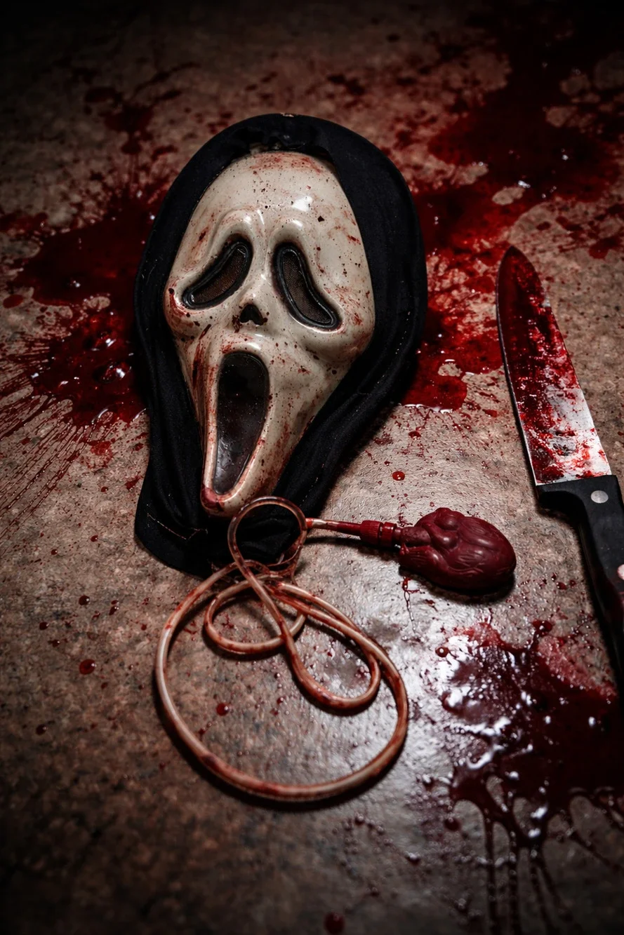 Ghostface Scream Mask Horror Movie Prop Vintage Pump Blood FX Collector Item